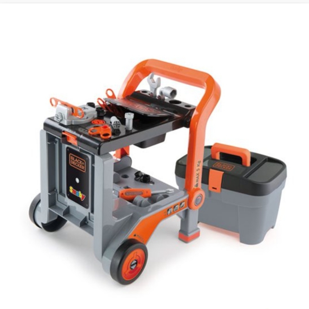 RARE FIND Smoby Black & Decker children's 3-in-1 Trolley Workbench